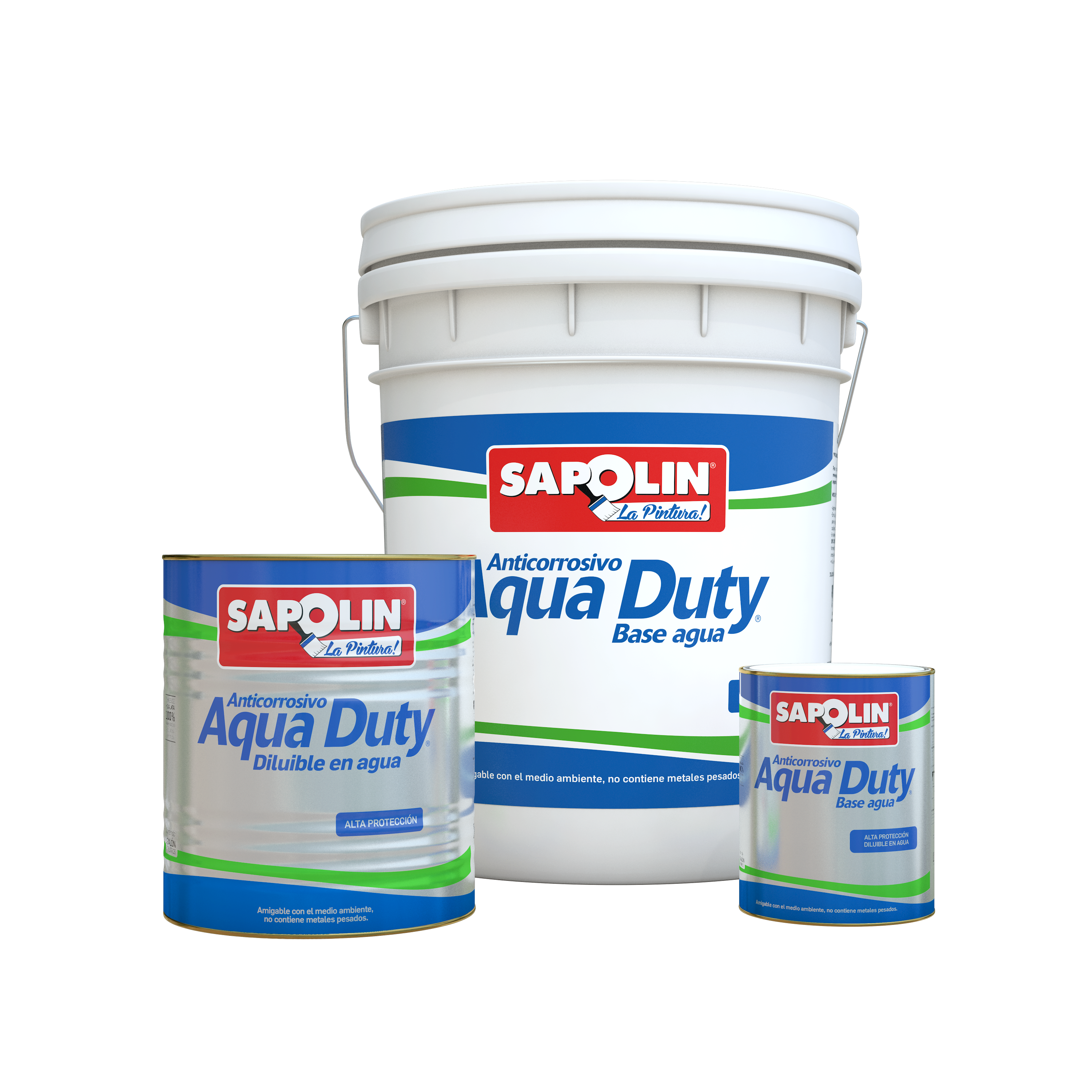 Anticorrosivo Aqua Duty Sapolin base agua en presentaciones balde, galón y cuarto de galón.
