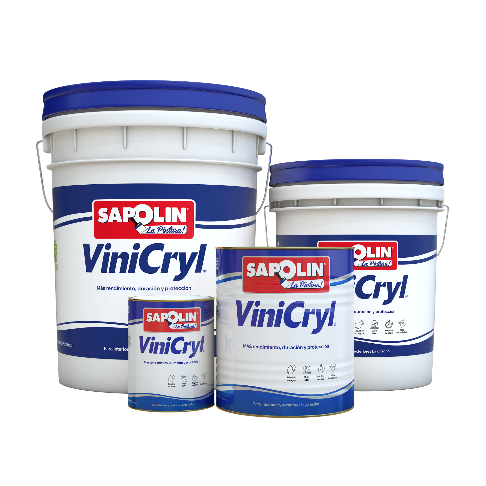Vinicryl Pintura Tipo 1 Sapolin, pintura vinil acrílica base agua acabado mate para muros y cielorrasos, uso interior y exterior bajo techo