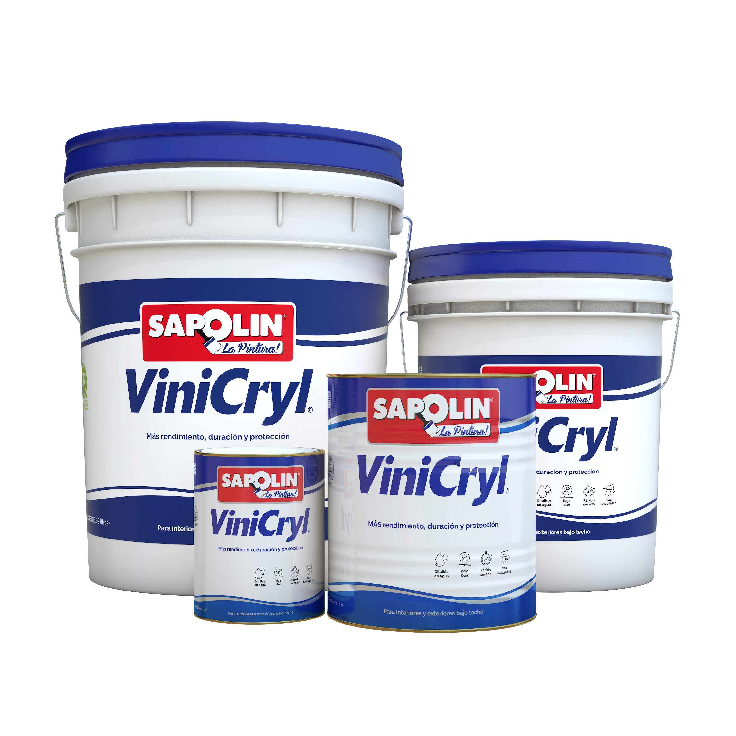 Vinicryl Pintura Tipo 1 Sapolin, pintura vinil acrílica base agua acabado mate para muros y cielorrasos, uso interior y exterior bajo techo